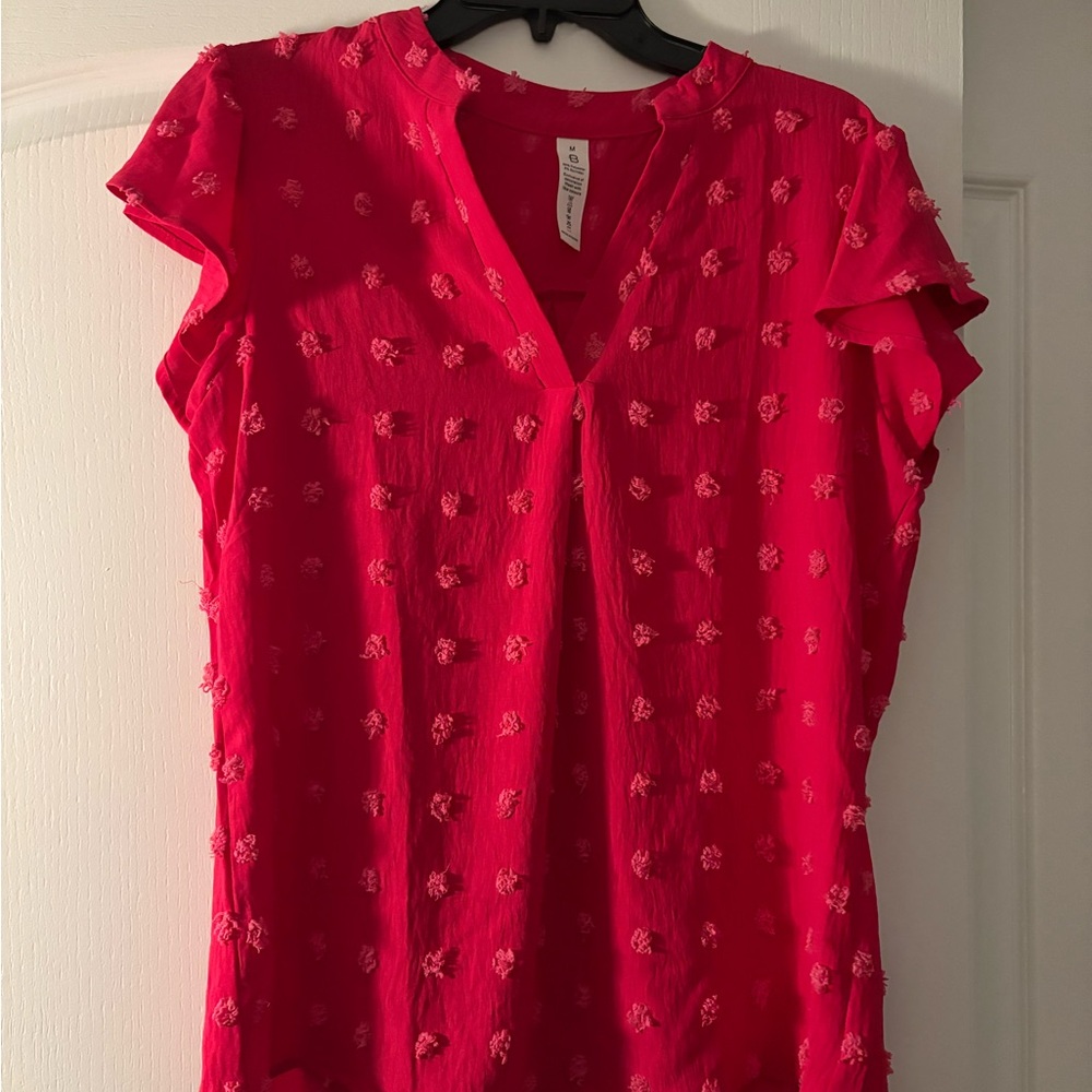 Chic Red Textured Blouse